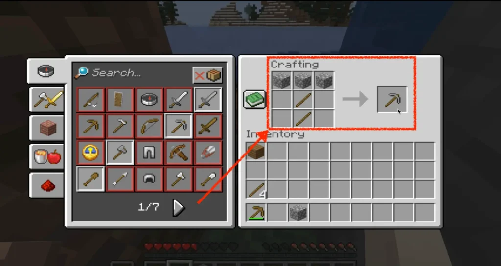 Craft the Stone Pickaxe