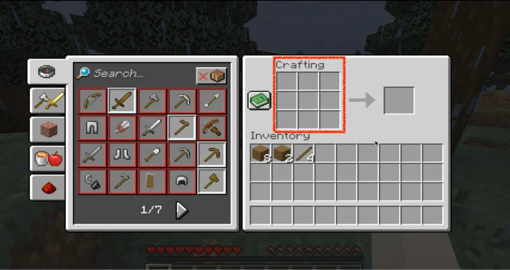 Open the Crafting Table